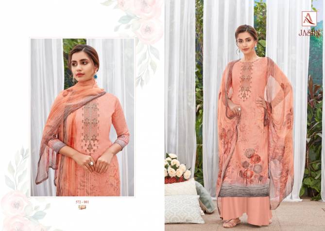  Alok Jashn Latest Fancy Exclusive Digital Print with Thread Embroidery Swarovski Diamond Work Jam Cotton  Designer Dress Material Collection  